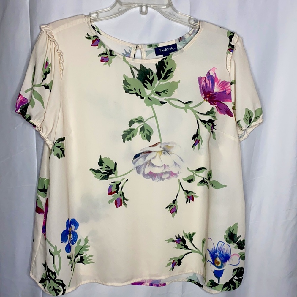 Modcloth  Floral Business Boho  Blouse XL